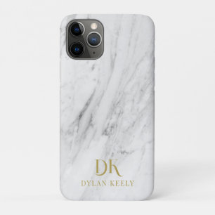Minimalistisch Elegant Wit Marmer Monogram iPhone 11 Pro Hoesje