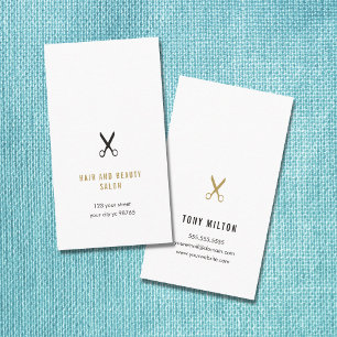 Minimalistisch Elegant Zwart Faux Goud Schaar Haar Visitekaartje