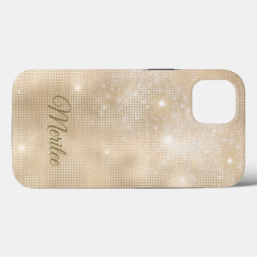 Minimalistisch elegante champagne Sparkle Case-Mate iPhone Case (Achterkant (horizontaal))