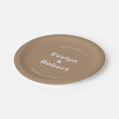 Minimalistisch ellegant formeel bruin huwelijk papieren bordje (Gekanteld)