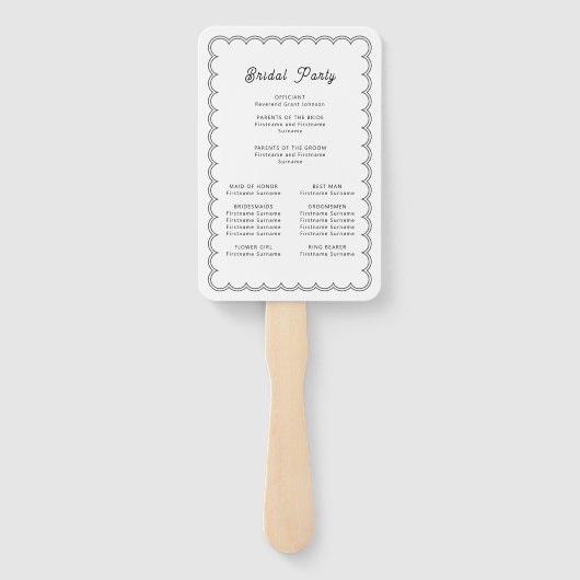 Minimalistisch en eenvoudig gescallopeerd grenspro handwaaier (Achterkant)