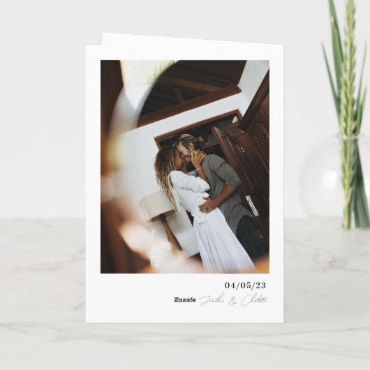 Minimalistisch en grafisch monogram huwelijk bedankkaart (Achterkant)