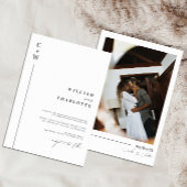 Minimalistisch en grafisch monogram huwelijk kaart