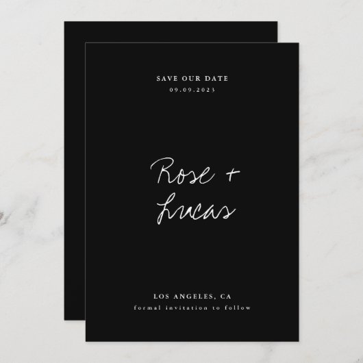 Minimalistisch en rendabel huwelijk sparen de datu kaart (Voorkant / Achterkant)