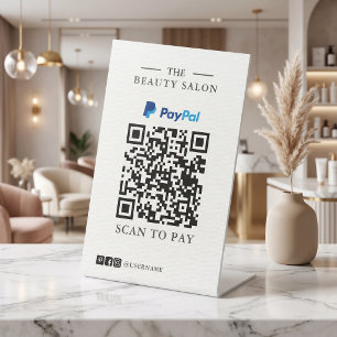 Minimalistisch Enkel PayPal QR Code Scan om Tafel Reclamebord Met Voetstuk