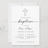 Minimalistisch enkelvoudig kruis doopsel kaart (Voorkant)