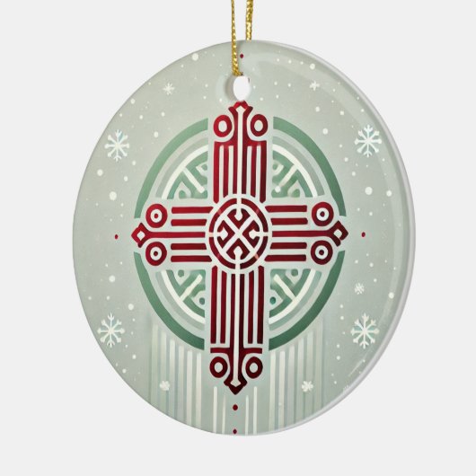 Minimalistisch Ethiopisch Kruis Keramisch Ornament (Links)