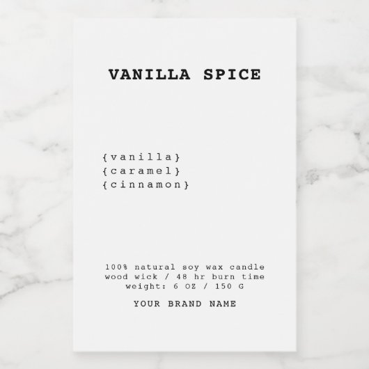 Minimalistisch etiket van witte kaars (Enkel label)