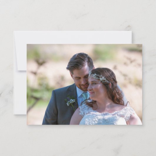 Minimalistisch Eucalyptus Blad Script Foto Bruilof Bedankkaart (Achterkant)