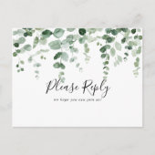 Minimalistisch Eucalyptus Menu Keuze RSVP Briefkaa (Voorkant)