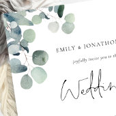 Minimalistisch Eucalyptus Script Sage Bruiloft Kaart