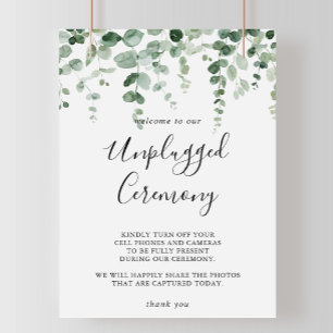 Minimalistisch Eucalyptus Unplugged Ceremony-teken Poster