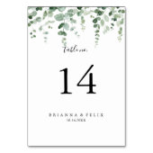 Minimalistisch Eucalyptus Weddenafel-nummer Kaart (Voorkant)