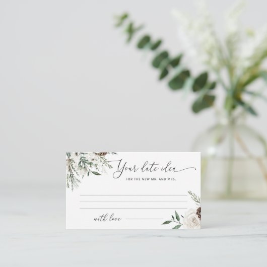 Minimalistisch evergreen Date night-ideeën. Datum  Informatiekaartje (Staand voorkant)