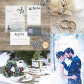 Minimalistisch Evergreen Mountain Green Slate Blue RSVP Kaartje