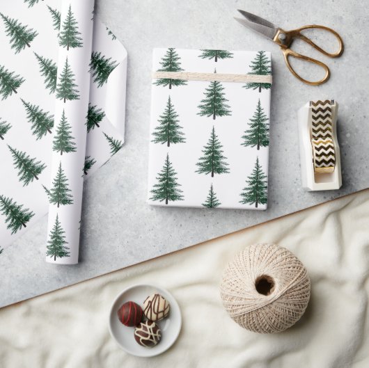 Minimalistisch Evergreen Tree Design Eenvoudige ha Cadeaupapier (Crafts)