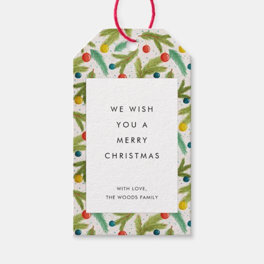 Minimalistisch feestelijk patroon Vrolijk kerstfee Cadeaulabel (Voorkant)