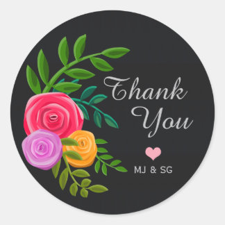 Minimalistisch Floral - Aangepast bedankt Ronde Sticker