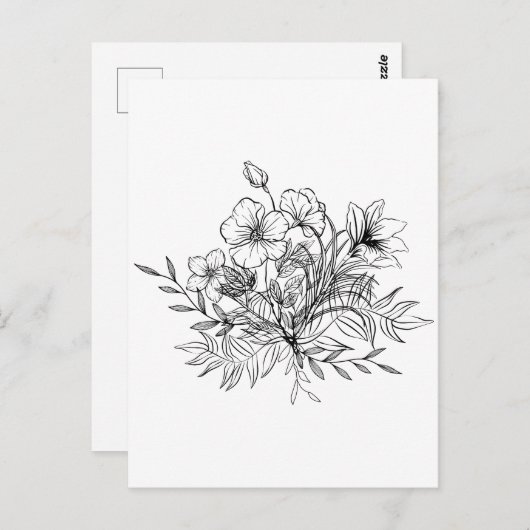 Minimalistisch Floral Bouquet Briefkaart (Voorkant / Achterkant)