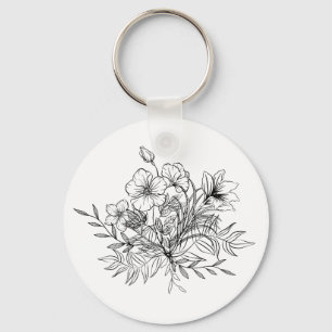 Minimalistisch Floral Bouquet Sleutelhanger