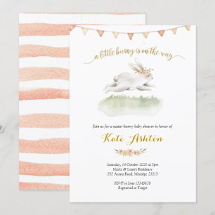 Minimalistisch Floral Bunny is onderweg Baby showe Kaart