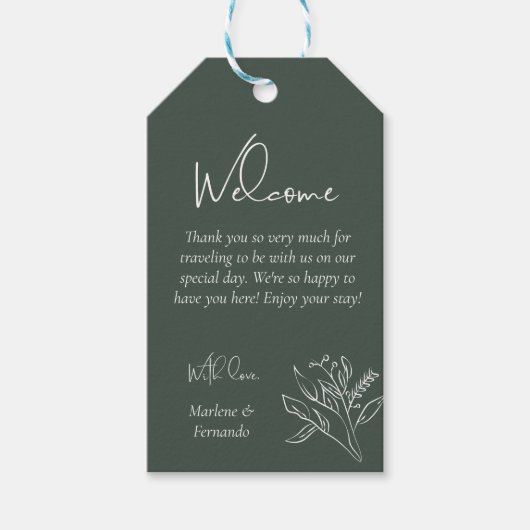 Minimalistisch Floral Wedding Cadeaulabel (Voorkant)