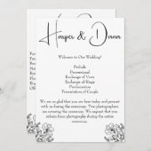 Minimalistisch Floral Wedding Programma (Voorkant / Achterkant)