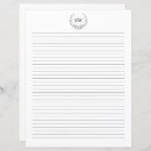 Minimalistisch Floral Wreath Monogram briefpapier (Voorkant / Achterkant)