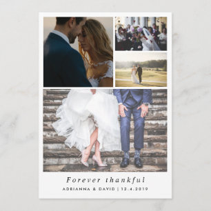 Minimalistisch forever Thankful Couple Photo Wedde Bedankkaart