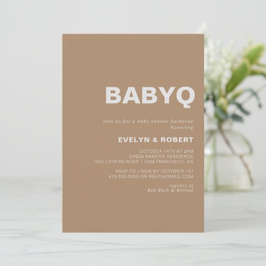 Minimalistisch Formalistisch Bruin BabyQ Baby show Kaart (Staand voorkant)