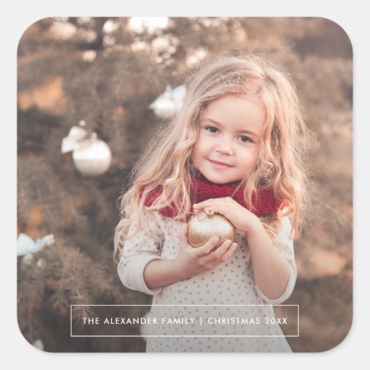 Minimalistisch foto-Kerst sticker (Voorkant)
