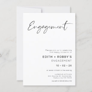 Minimalistisch foto zwart kalligrafie Verloving Kaart