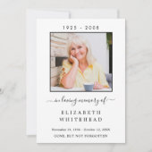 Minimalistisch fotobegrafenisgebed bedankkaart (Voorkant)