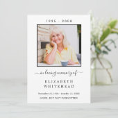 Minimalistisch fotobegrafenisgebed bedankkaart (Staand voorkant)