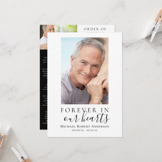 Minimalistisch fotogedenkprogramma kaart (Voorkant / Achterkant in situ)