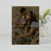 Minimalistisch fotomonogram bruiloft folie uitnodiging (Staand Voorkant)