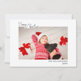 Minimalistisch fotoscript Familie Kerstmis Feestdagenkaart