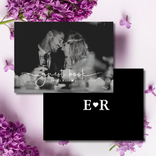 Minimalistisch fotoscript monogram bruiloft Zwar Gastenboek
