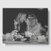 Minimalistisch fotoscript Monogram Weddenschap Gastenboek (Voorkant)