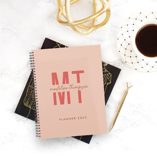 Minimalistisch frambotisch zwart monogram planner