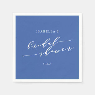 Minimalistisch Frans Script Blue Custom Vrijgezell Servet