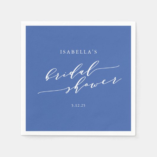 Minimalistisch Frans Script Blue Custom Vrijgezell Servet (Voorkant)