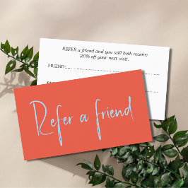 Minimalistisch fris elegant Sinaasappel blauw Aanbevelingskaartje