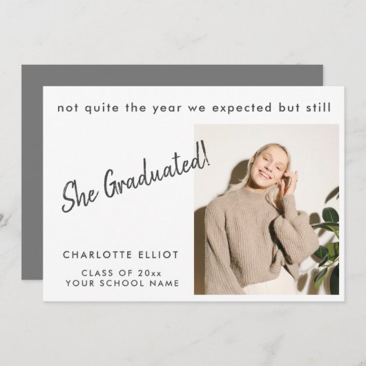 Minimalistisch Funny Graduated Custom Photo Afstud Aankondiging (Voorkant / Achterkant)