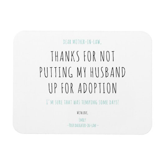 Minimalistisch Funny Handwriting-schoonmoeder-in-l Magneet (Horizontaal)