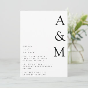 Minimalistisch gebold wit monogram Typografie Wedd Kaart