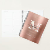 Minimalistisch geborsteld metaal Roos Gold Modern Planner (Display)