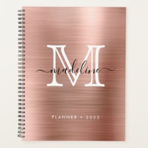 Minimalistisch geborsteld metaal Roos Gold Modern  Planner