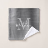 Minimalistisch geborsteld metallisch zilver grijs  bad handdoek (Wasdoekje)