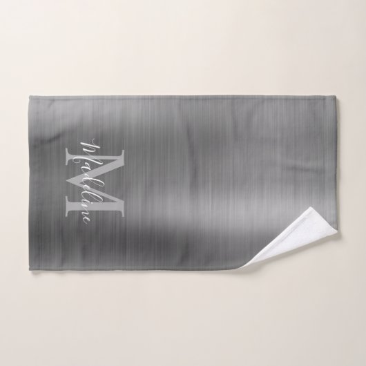 Minimalistisch geborsteld metallisch zilver grijs  bad handdoek (Handdoek)